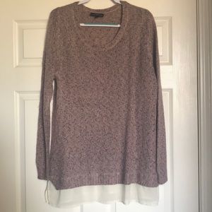 Rose sweater with peekaboo cream sheer accent 18